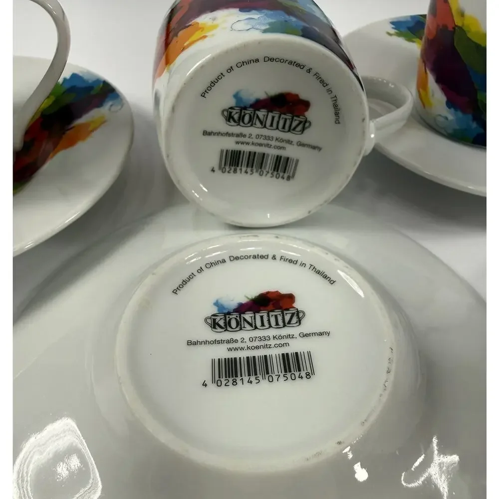 Könitz Porzellan On Colour - Flow Contemporary Espresso Demitasse Cups & Saucers